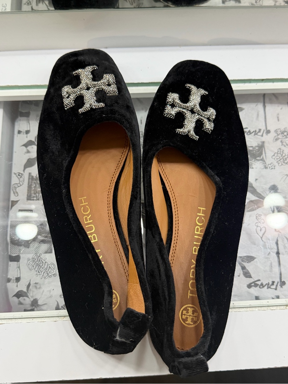 Velvet black Tory Burch ballet flats in size 7.5